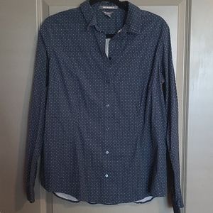 Navy polka dot dress shirt LT